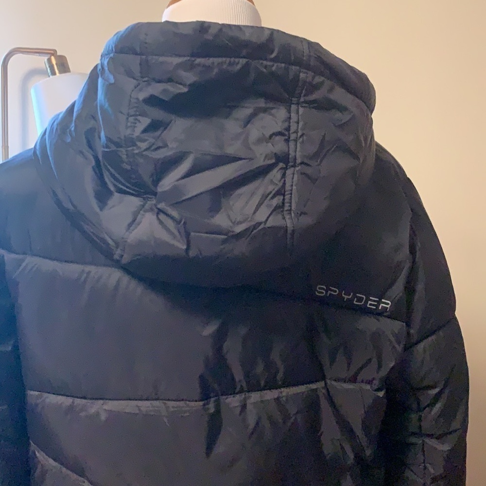 Spyder black polyester hooded quilted coat, small - Picture 10 of 15